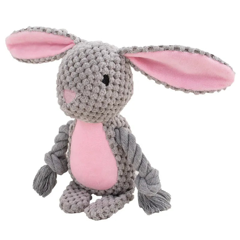 Plush dog rope toy in animal design for interactive tug-of-war play