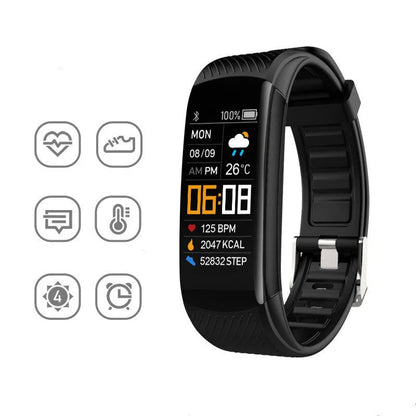 Adult sports silicone pedometer bracelet in various colours with 0.96-inch screen for step counting and sleep monitoring