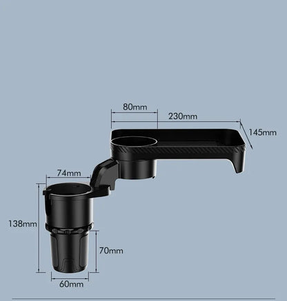 Black ABS plastic car dinner tray holder rotating in vehicle cup holder