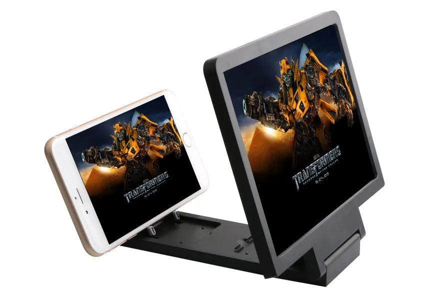Smartphone screen amplifier magnifier lens showing 18cm by 12cm viewing area in black or white colour