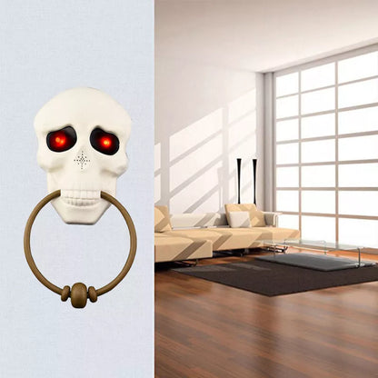 White Horror Doorbell for Halloween with glowing eyes and terrifying sound