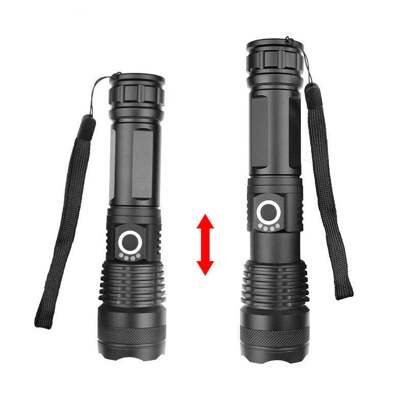 High-Powered Tactical Flashlight with Zoom and USB Charging - Durable, Waterproof, and Rechargeable LED Flashlight