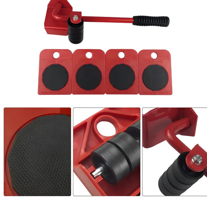 Moving tool with four wheels under furniture showing 33.5cm length and black anti-slip blocks