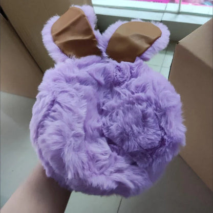 Trendy faux fur rabbit ear messenger bag in various colors including black, grey, pink, white, red, purple, and dark pink