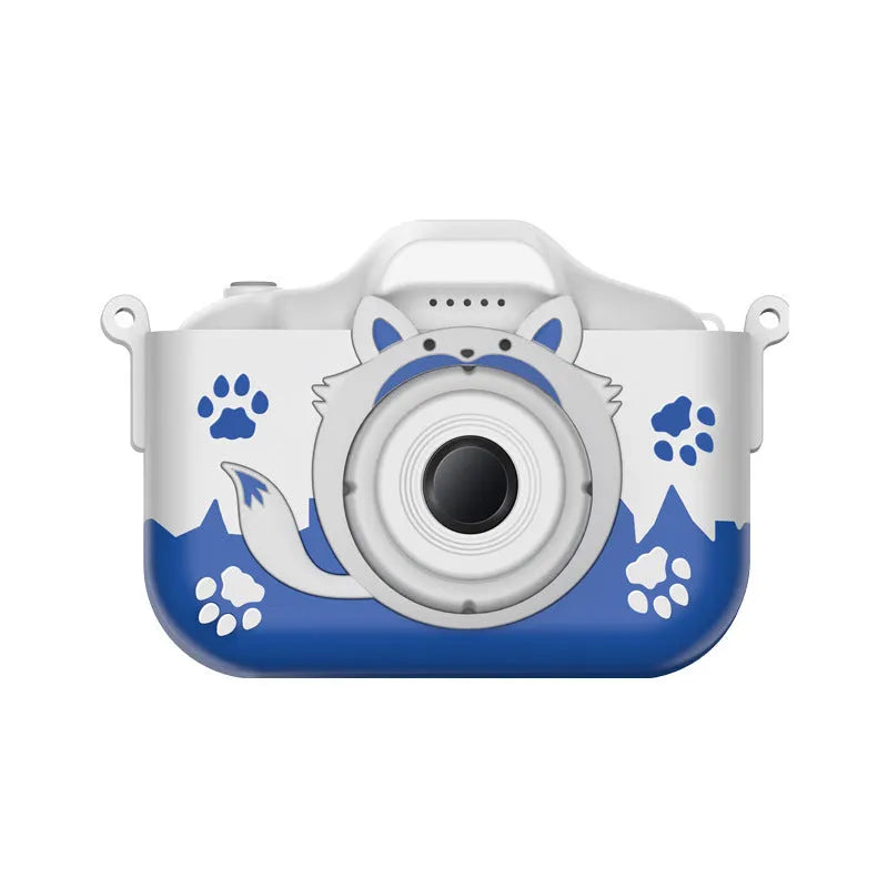HD cartoon children's digital camera in blue or orange with 2-inch screen and lanyard