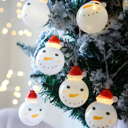 Snowman Christmas string lights with warm white glow, multiple power options, and remote control