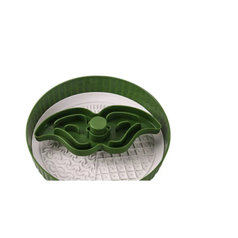 Pet food basin with rotating game board and textured silicone pad in multiple colour options including beige, blue, gray, green, and red
