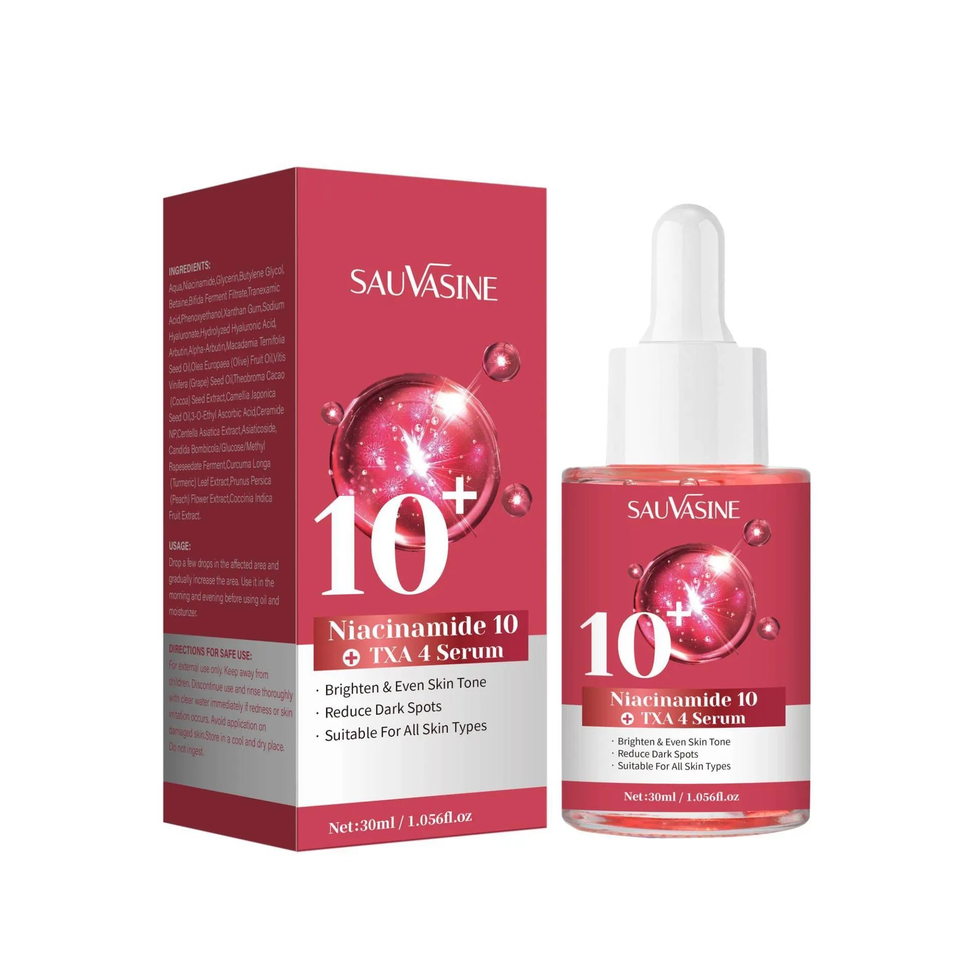 30ml bottle of niacinamide 10% TXA 4% serum for facial skin treatment