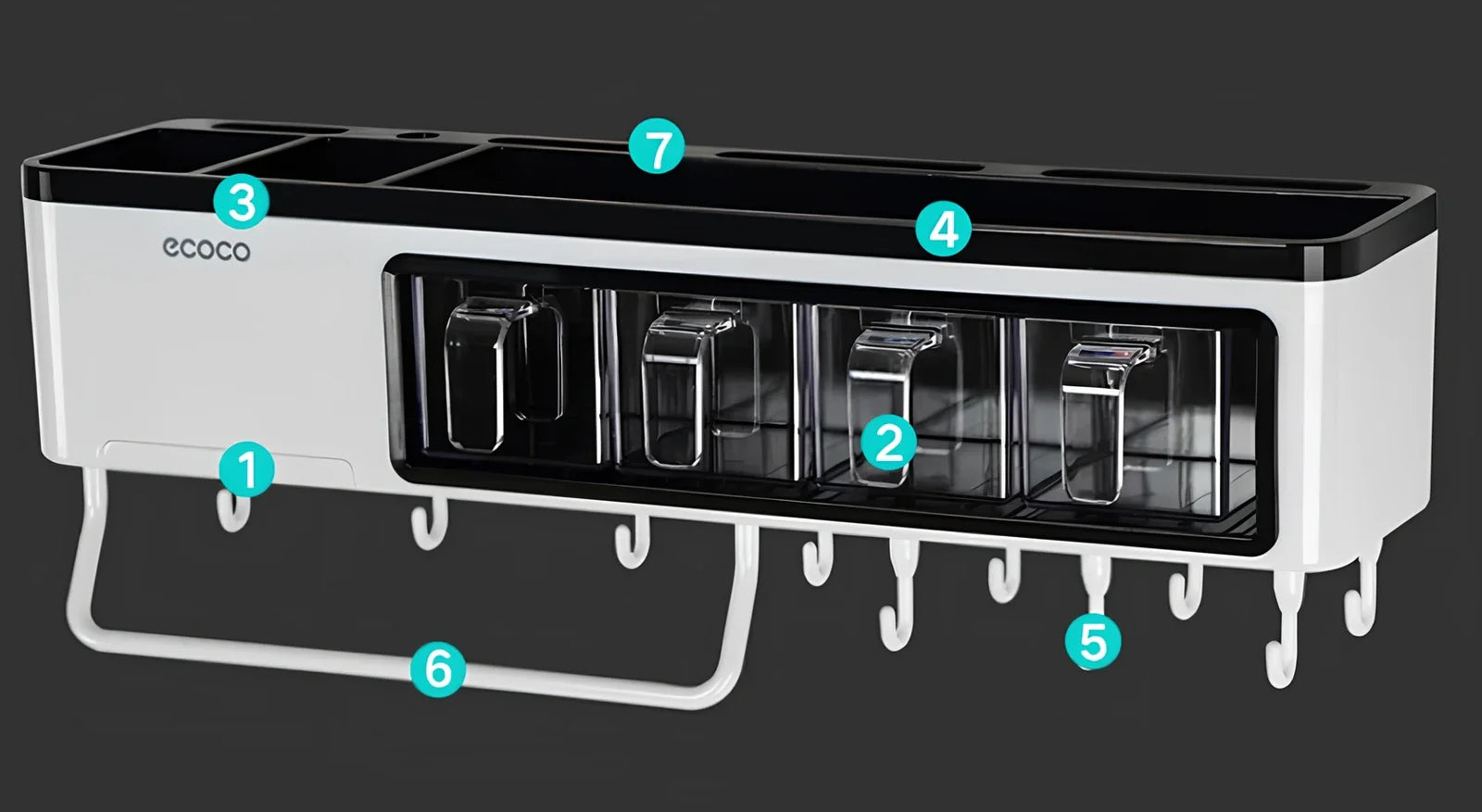 White wall-mounted plastic kitchen storage box for organising tools and utensils