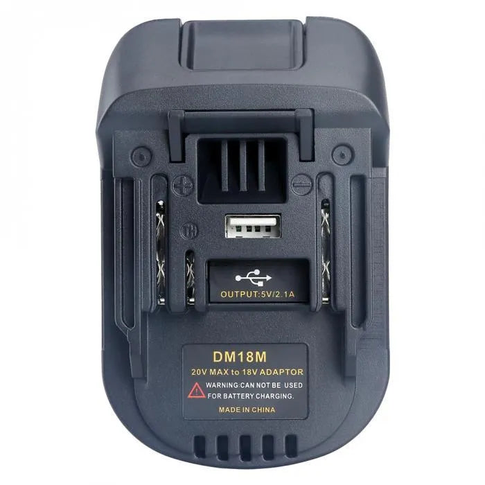 Black Milwaukee to Makita battery adaptor for DM18M tools and H99F batteries