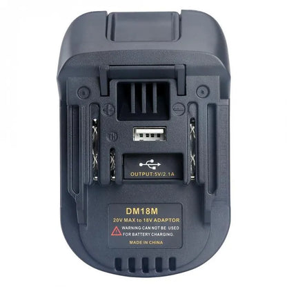 Black Milwaukee to Makita battery adaptor for DM18M tools and H99F batteries