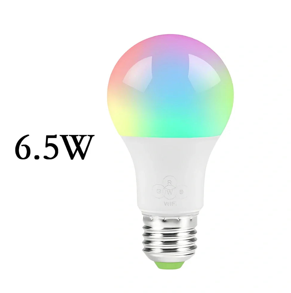 Round Bluetooth smart LED bulb with E27/B22 fittings, 60mm diameter, colour temperature adjustment 2700K-6500K