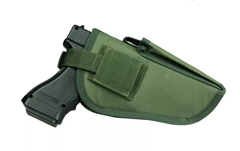 Universal Outdoor Tactical Holster in green, made from durable nylon, dimensions 10.5cm x 19cm