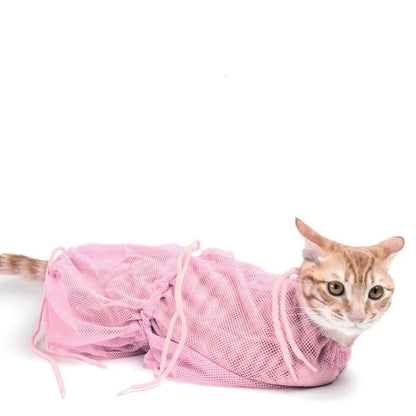 Multi-color anti-bite shower bag for secure and easy cat washing