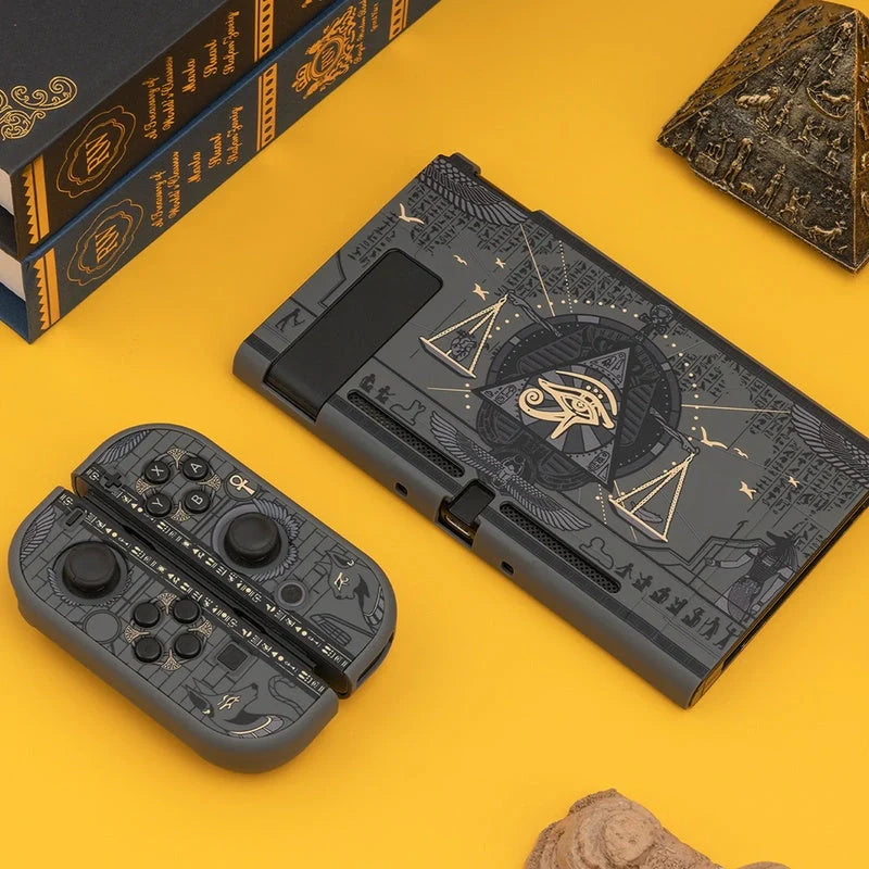 Mysterious Egypt themed Nintendo Switch Protective Shell with back grip in black