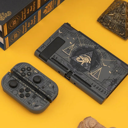 Mysterious Egypt themed Nintendo Switch Protective Shell with back grip in black