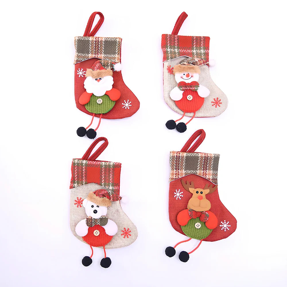 Christmas stocking gift bag measuring 10x20cm with festive character designs