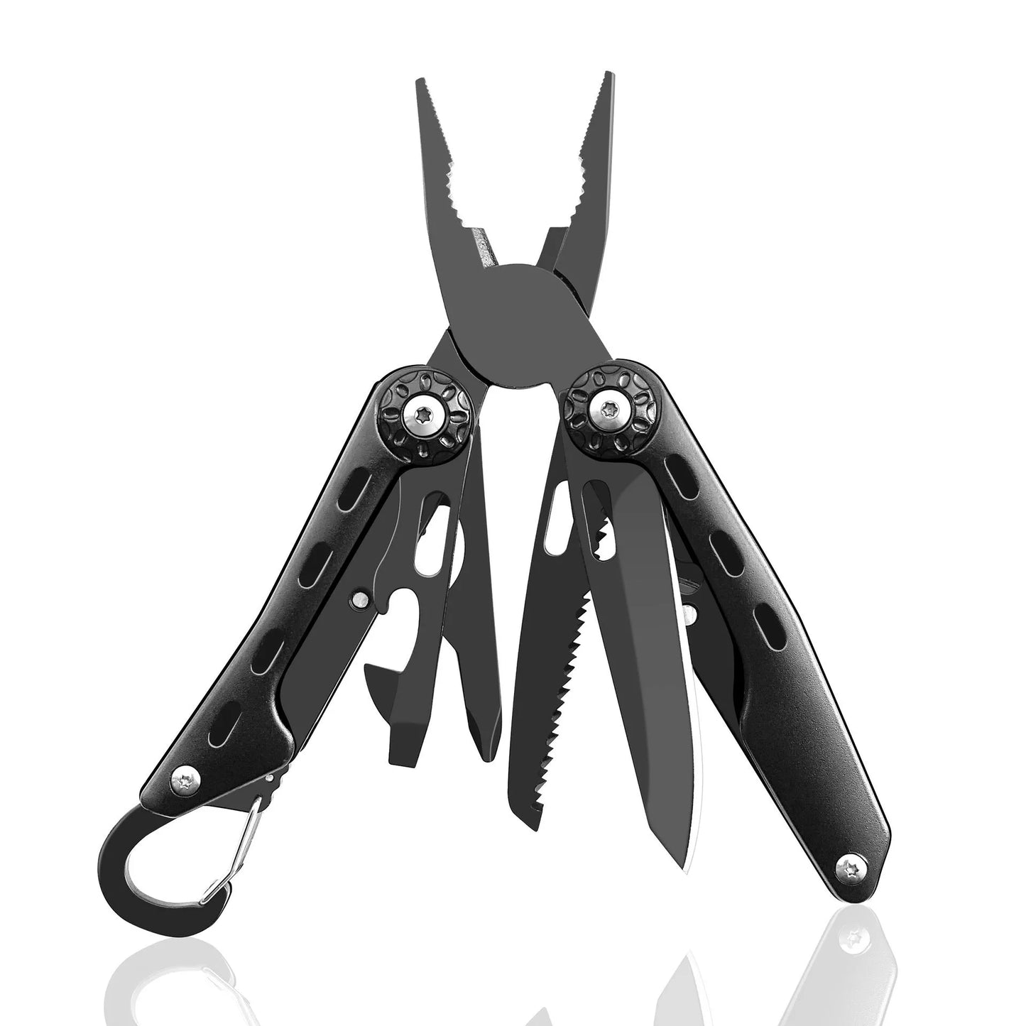 Stainless steel multifunctional tool pliers with black aluminum oxide handle