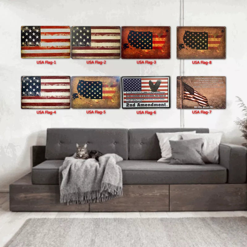 Retro tin painting wall decoration with American nostalgia theme, 30x20cm