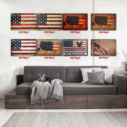Retro tin painting wall decoration with American nostalgia theme, 30x20cm
