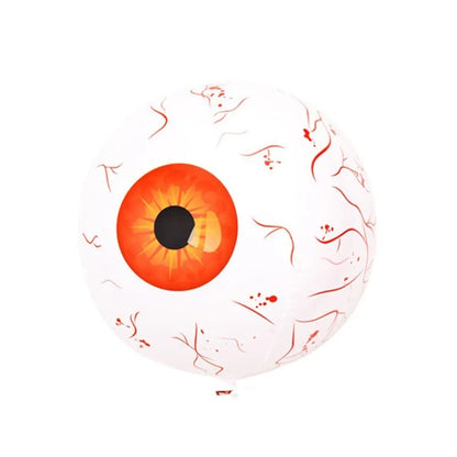 Halloween eyeball balloon with bloodshot design in green, blue, or red, 55 cm when deflated