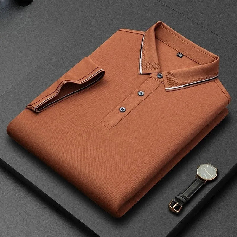 A man's mulberry silk short-sleeved T-shirt in a regular fit, shown in a light colour, highlighting its thin fabric.