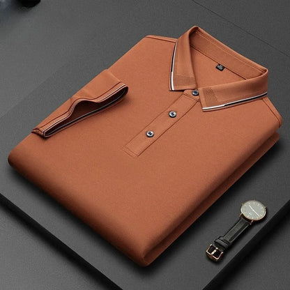 A man's mulberry silk short-sleeved T-shirt in a regular fit, shown in a light colour, highlighting its thin fabric.