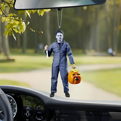 Halloween keychain ornaments showing 12 character designs including white masks and pumpkin holders
