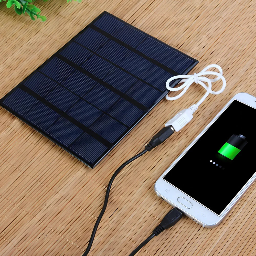 6V 3.5W solar charger panel measuring 165x135mm with USB port for mobile device charging