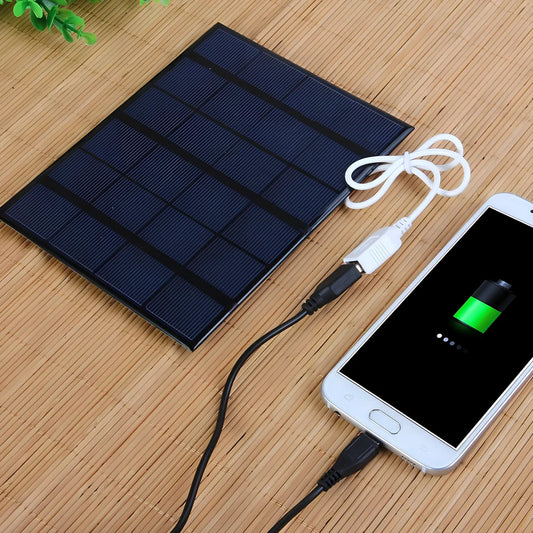 6V 3.5W solar charger panel measuring 165x135mm with USB port for mobile device charging