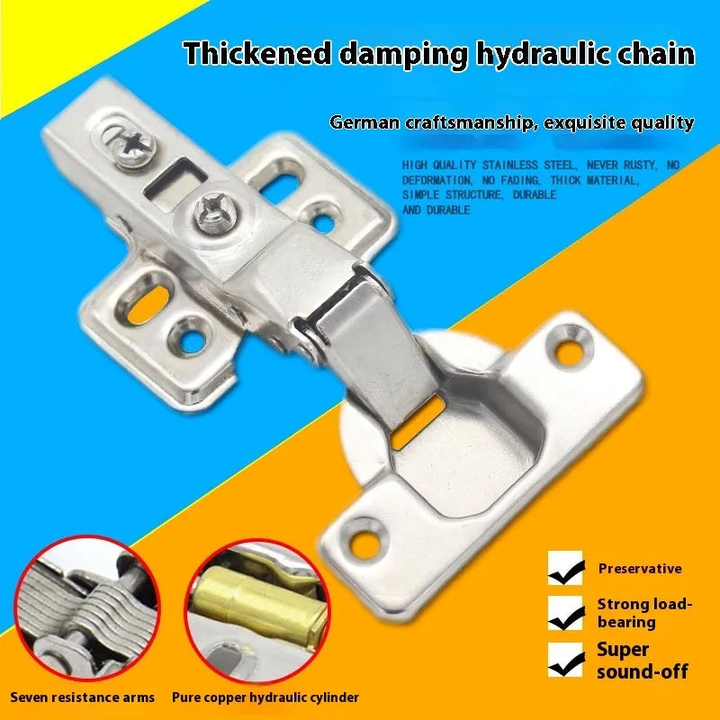 761 cold rolled steel hydraulic hinge with nickel plating, showing damping mechanism and bend specifications for cabinet installation