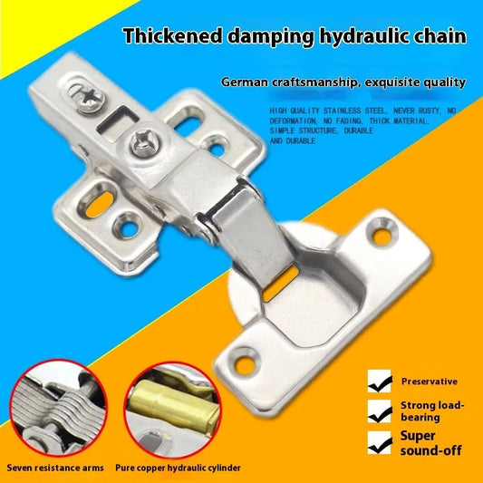 761 cold rolled steel hydraulic hinge with nickel plating, showing damping mechanism and bend specifications for cabinet installation