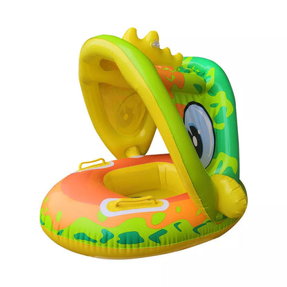 Inflatable dinosaur canopy swimming ring for children with detachable sunshade