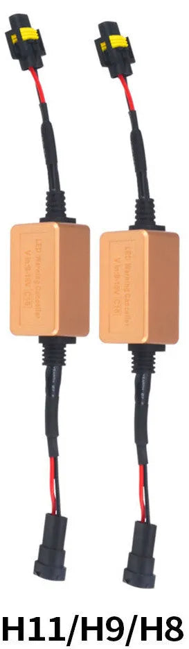 Black alloy Canbus decoder for LED car headlights with plug connectors