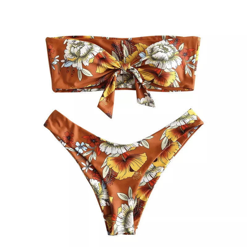Women's printed bikini swimsuit with high elasticity in vibrant colors