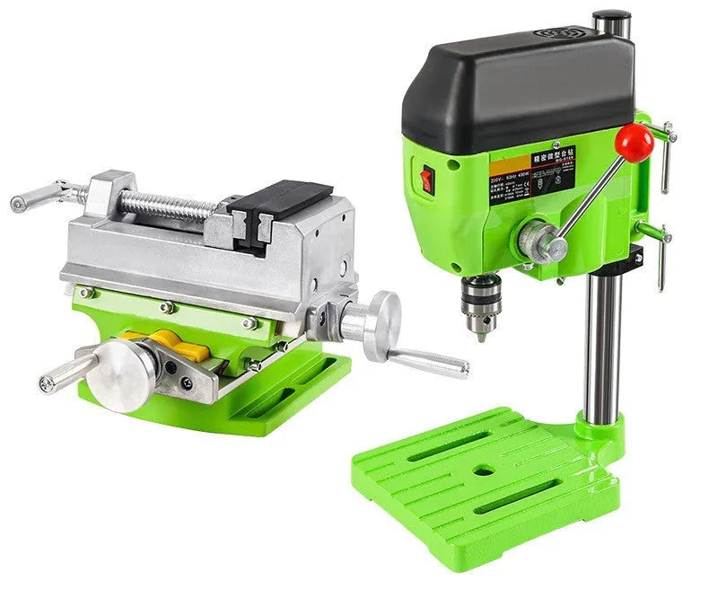Mini bench drill milling machine with steel construction and chuck for drilling bits