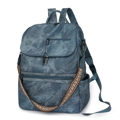 Retro college student backpack with curved shoulder straps in multiple colour options including black, blue, and yellow apricot