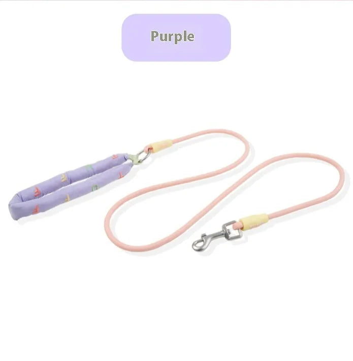 Polyester dog leash 150cm long in pink green purple or raspberry powder with hand holding rope