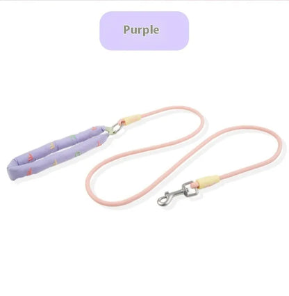Polyester dog leash 150cm long in pink green purple or raspberry powder with hand holding rope