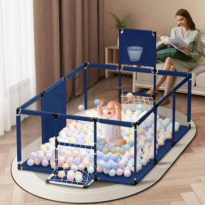 Children's playpen tent with steel pipe framework and Oxford cloth fencing in multiple colour options