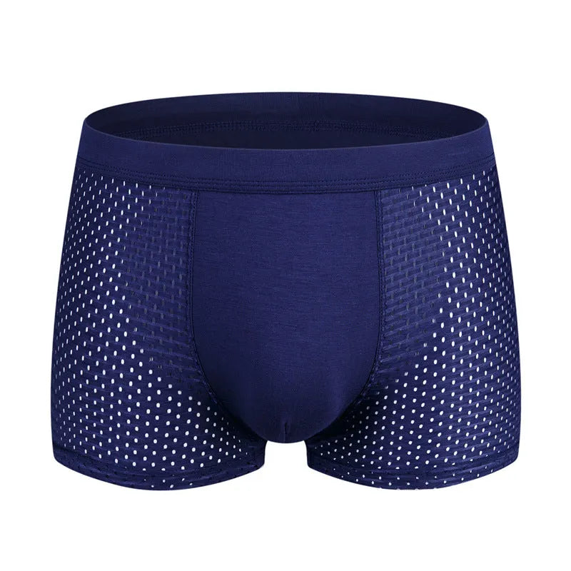 Men's plus size boxer shorts in black, modal cotton blend, breathable mesh, mid waist, sizes XL-7XL