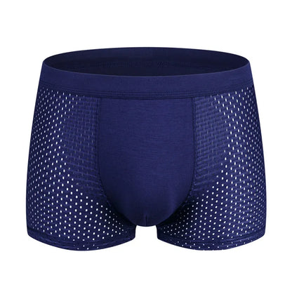Men's plus size boxer shorts in black, modal cotton blend, breathable mesh, mid waist, sizes XL-7XL