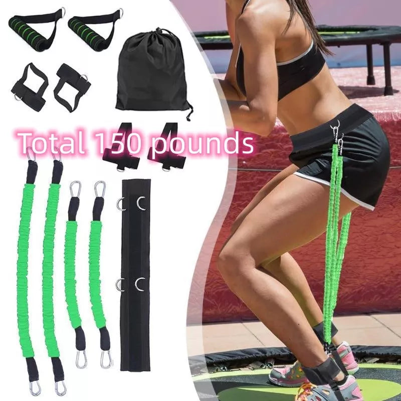Drawstring elastic resistance band set in multiple colors for fitness training