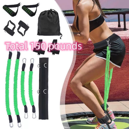 Drawstring elastic resistance band set in multiple colors for fitness training