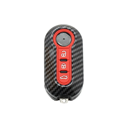Fiat 500 Boyue FYT remote key case replacement shell in carbon fibre ABS plastic