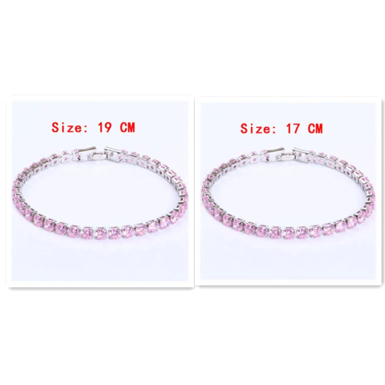 Cubic Zirconia Tennis Bracelet with AAA+ crystals on a copper box chain