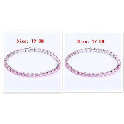 Cubic Zirconia Tennis Bracelet with AAA+ crystals on a copper box chain