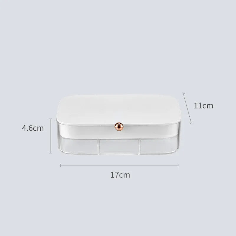Green multi-layer jewelry storage box with organised compartments for earrings and rings