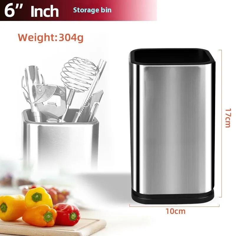 Stainless steel kitchen tool holder with detachable bottom for knives and utensils
