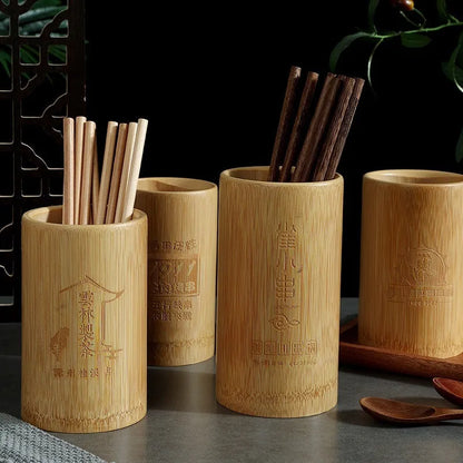 Bamboo chopsticks holder with creative styles, measuring 12-18cm in length, for portable utensil storage